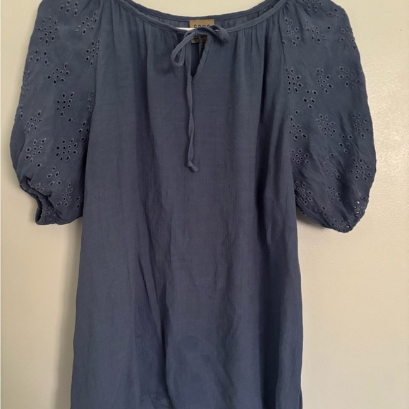 Como Vintage Tops - Como Vintage Blue Puff Sleeve Blouse